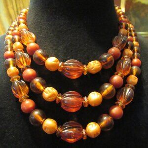 🍂 Elegant Vintage Copper-Gold Abstract Beaded Necklace
